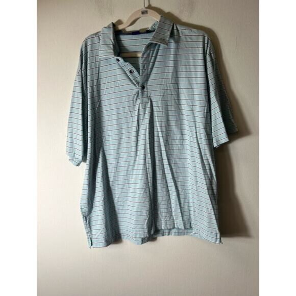 Men's Foot Joy Light Blue Short Sleeve Black Stripe Golf Shirt Sz XXL - Picture 1 of 3
